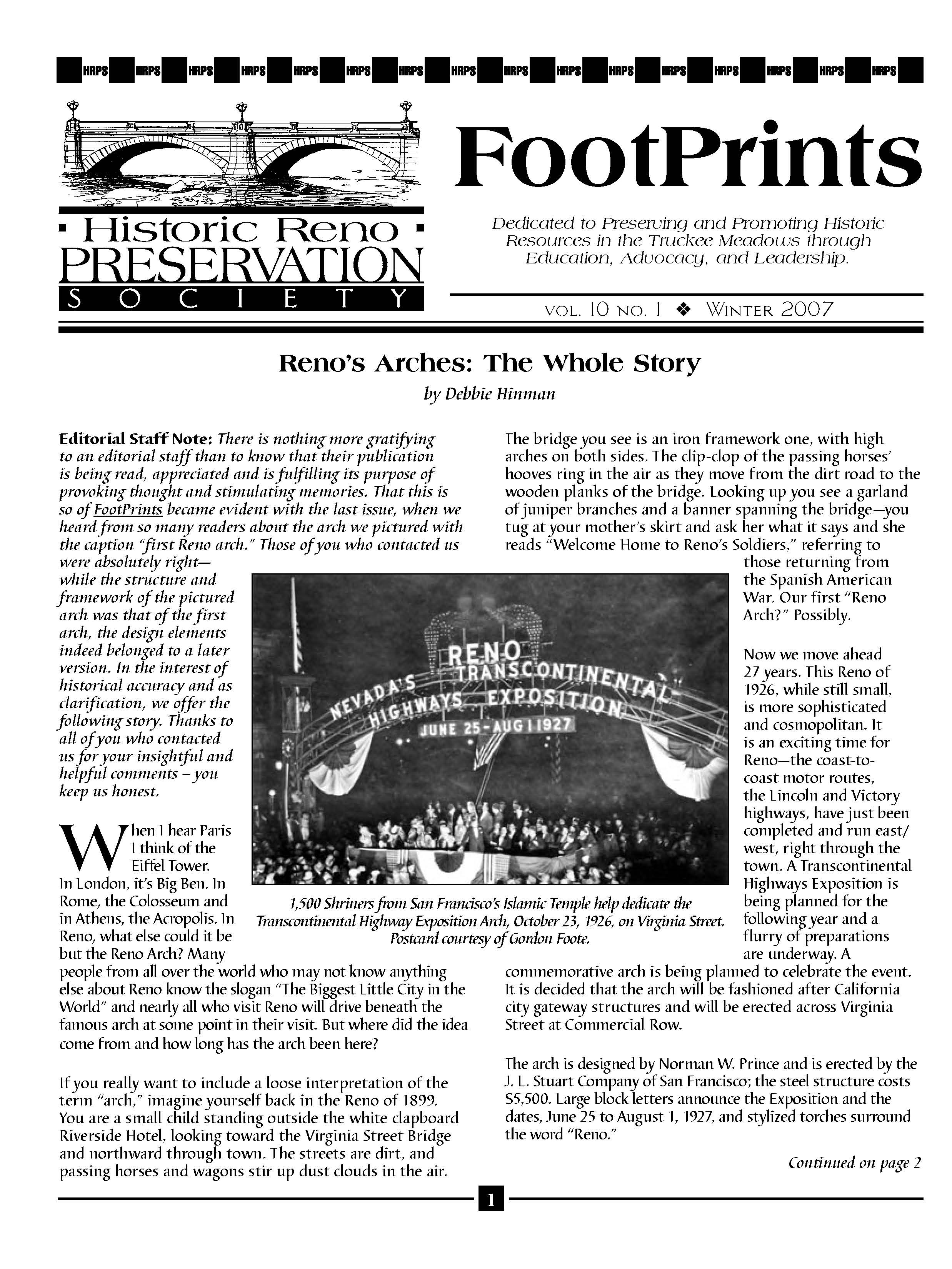 FootPrints Volume 10, Number 1, Winter 2007
