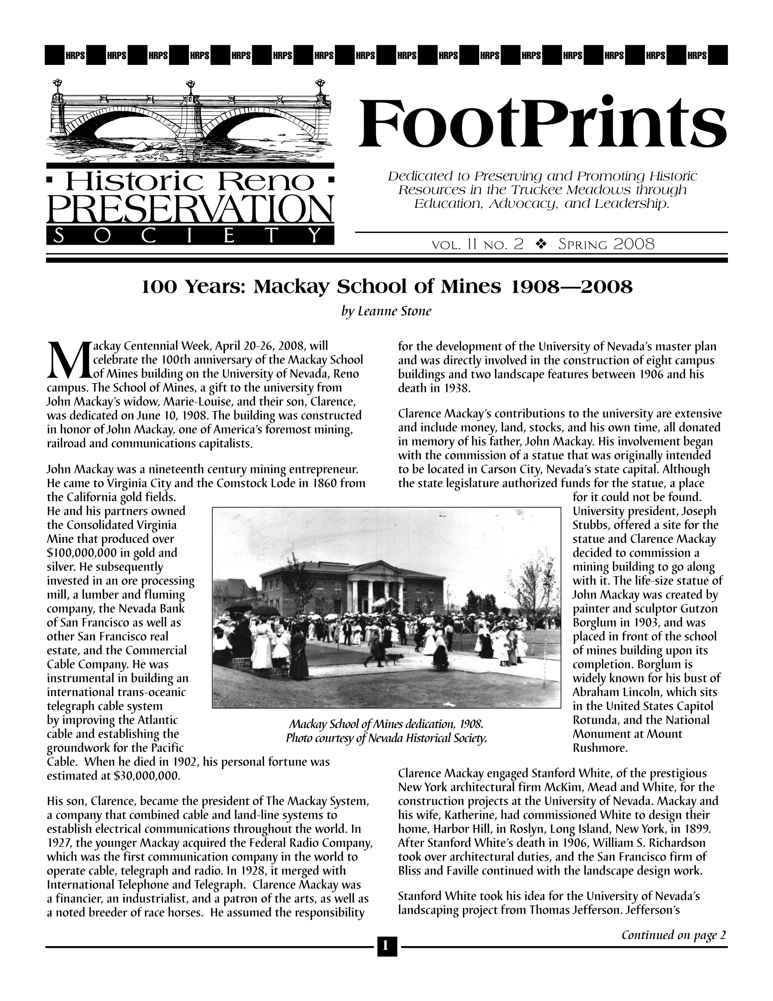 FootPrints Volume 11, Number 2, Spring 2008