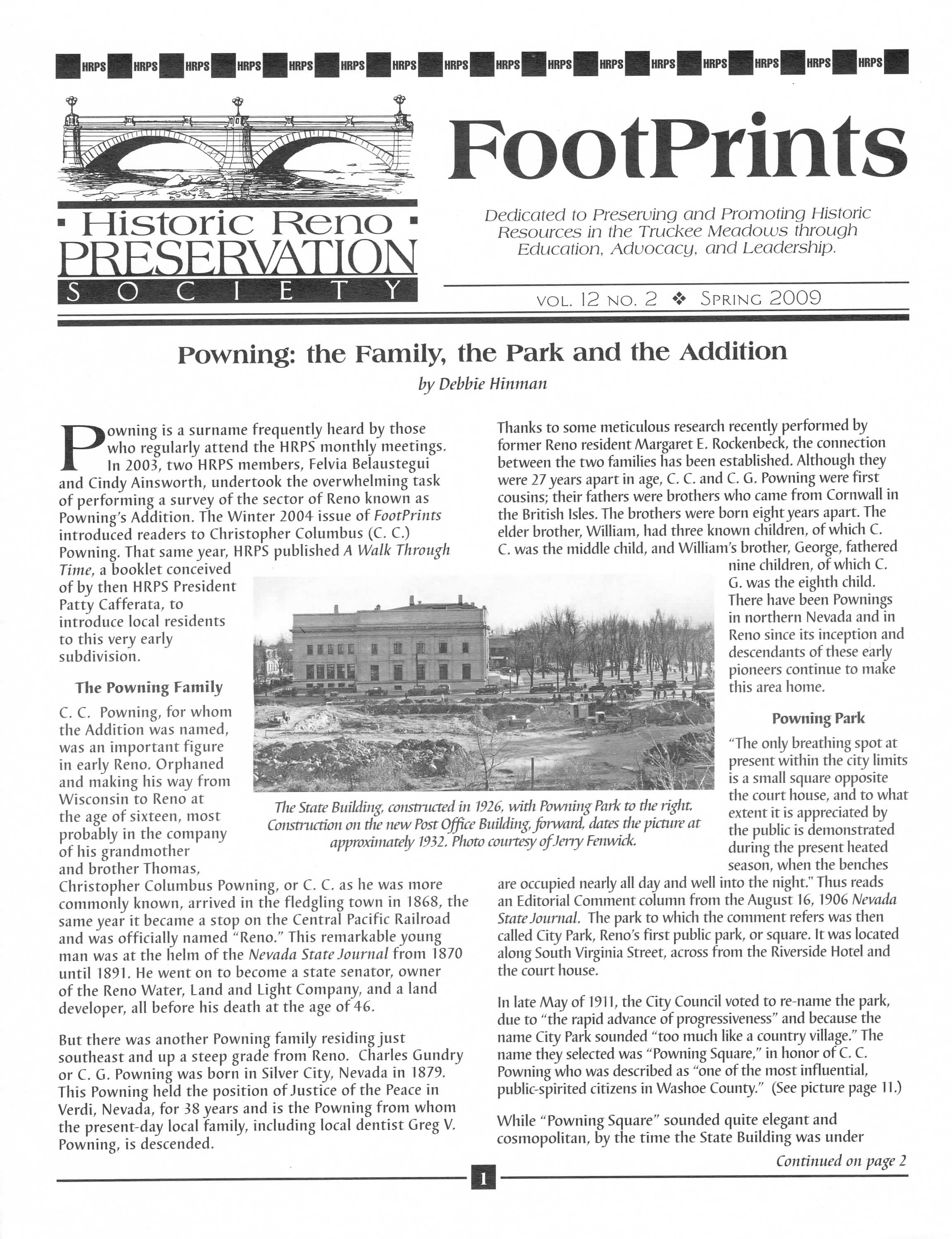 FootPrints Volume 12, Number 2, Spring 2009