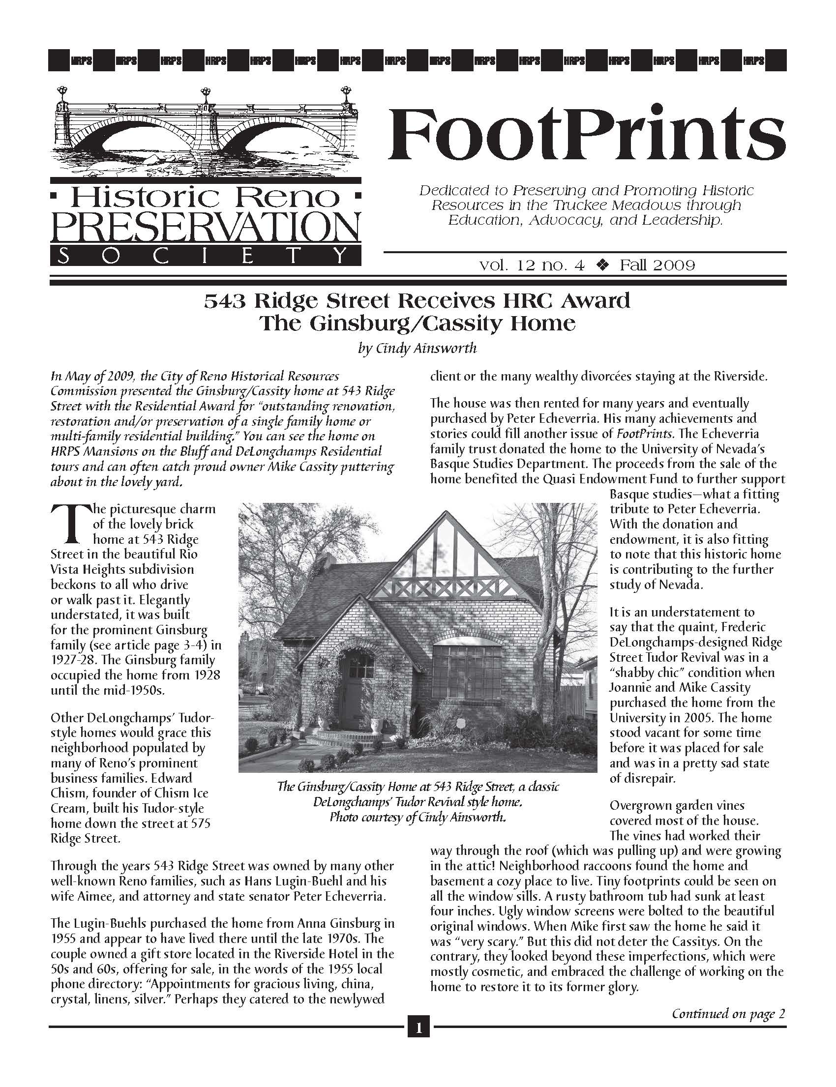 FootPrints Volume 12, Number 4, Fall 2009