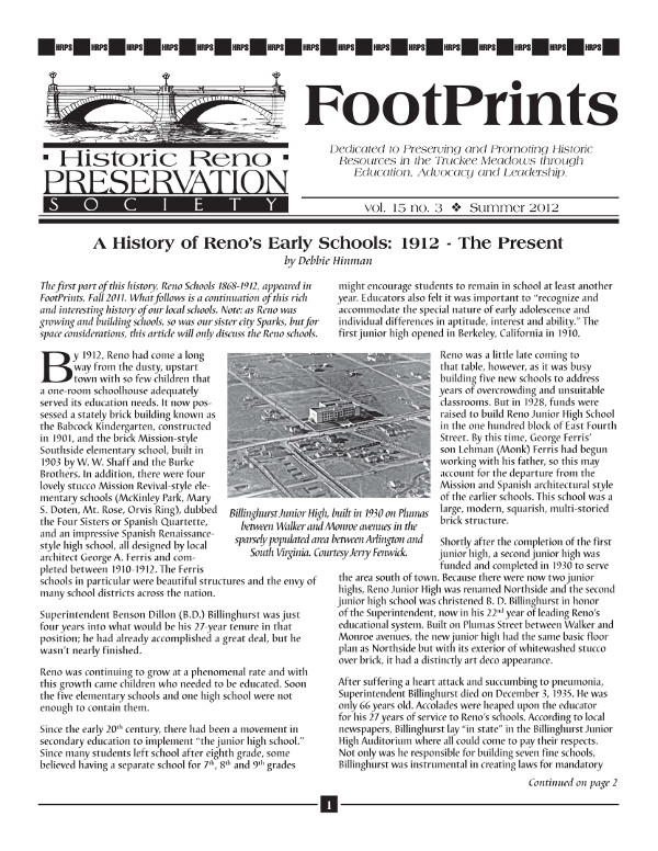 FootPrints Volume 15, Number 3, Summer 2012