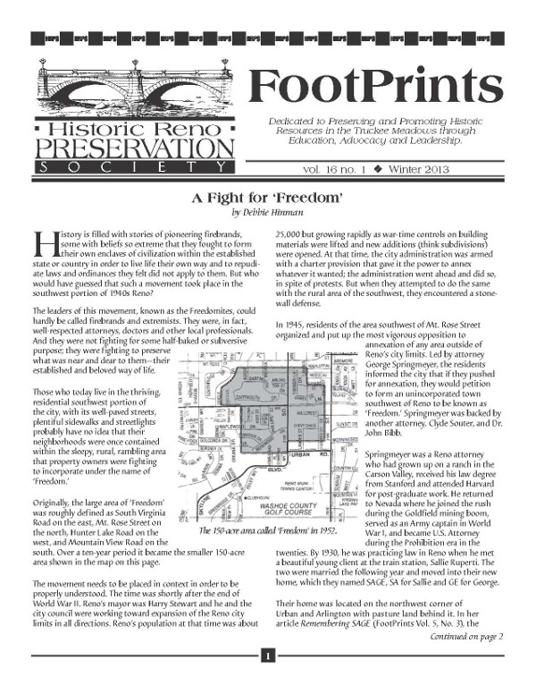 FootPrints Volume 16, Number 1, Winter 2013