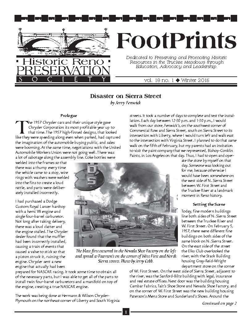FootPrints Volume 18, Number 1, Winter 2015