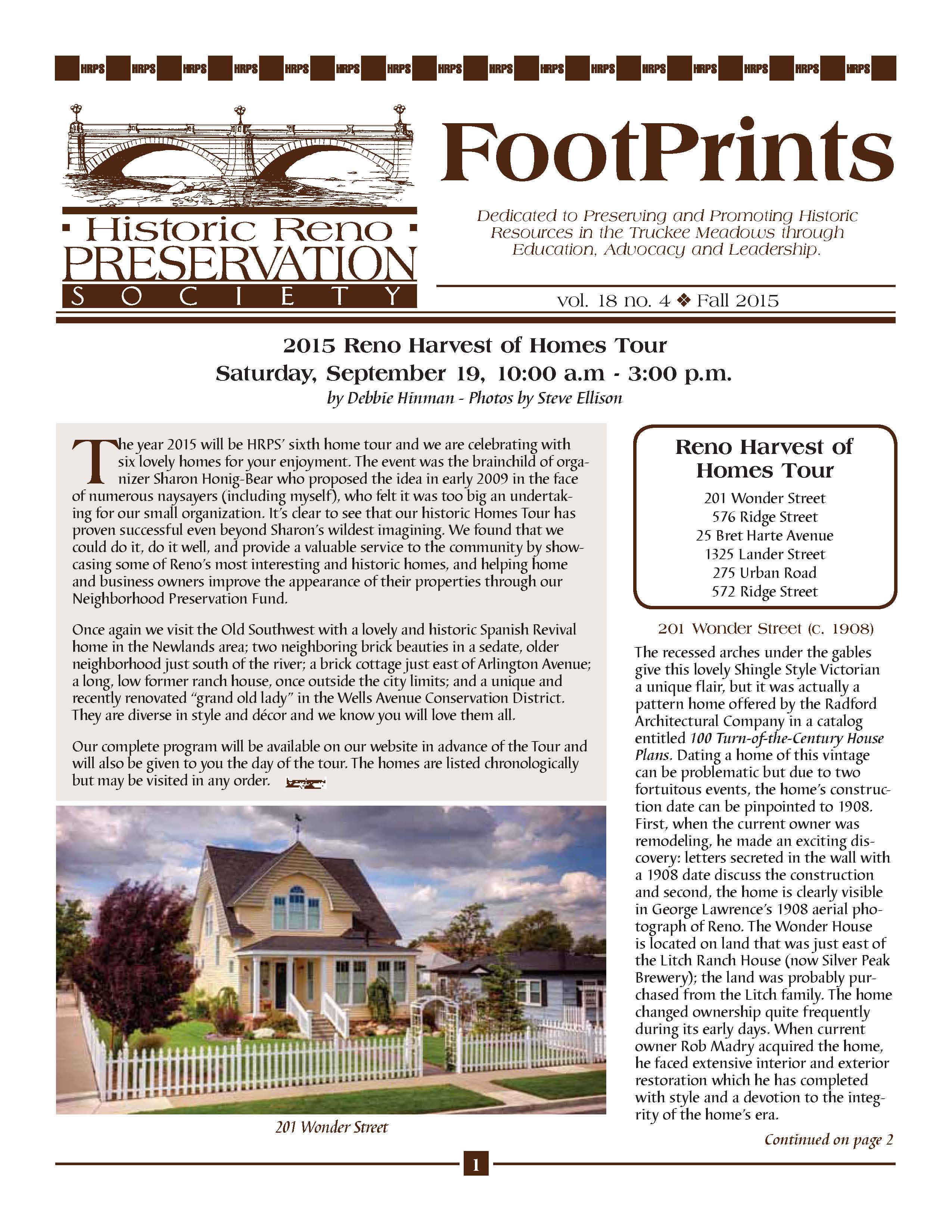 FootPrints Volume 18, Number 4, Fall 2015