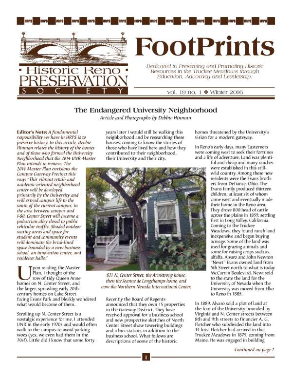 FootPrints Volume 19, Number 1, Winter 2016