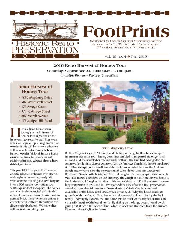 FootPrints Volume 19, Number 4, Fall 2016