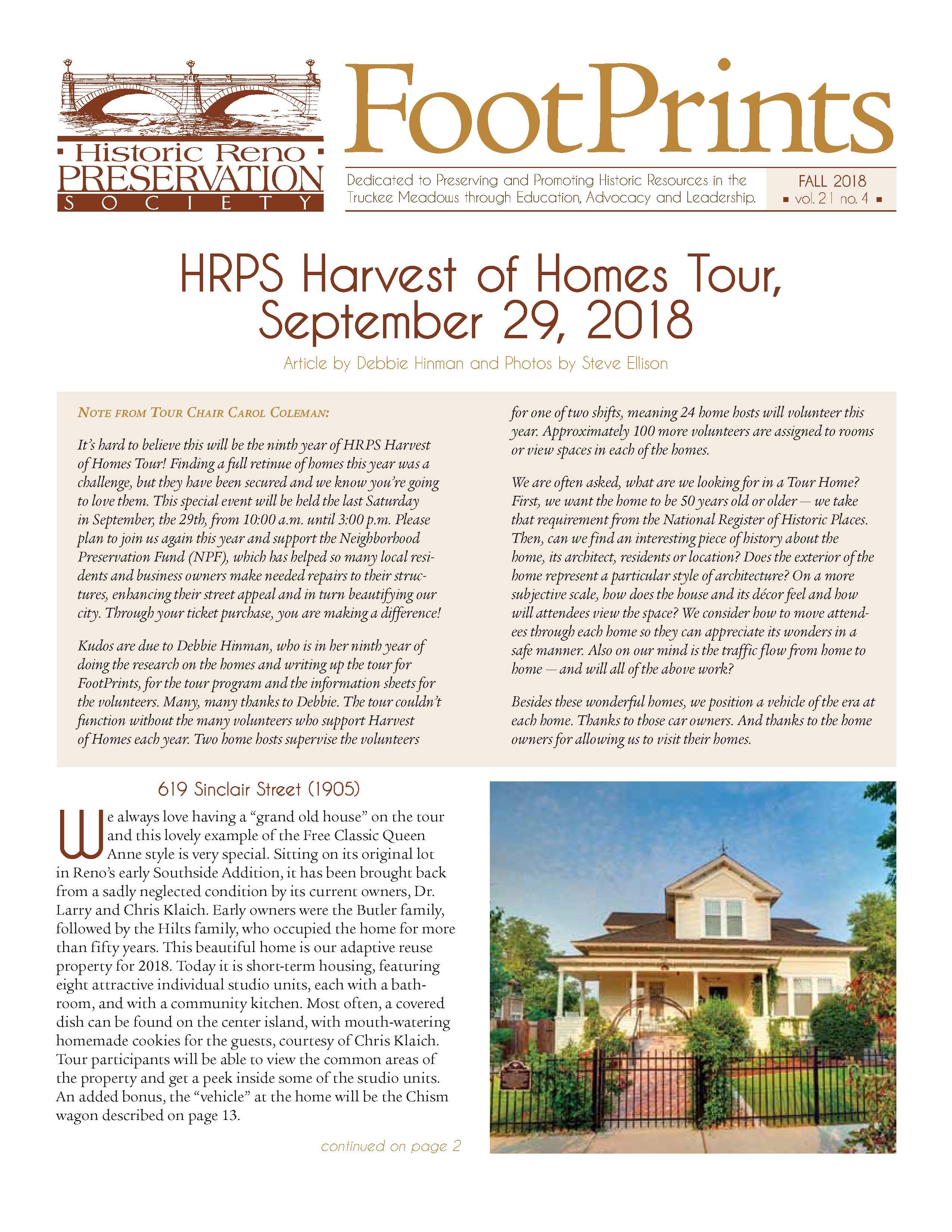 FootPrints Volume 21, Number 4, Fall 2018