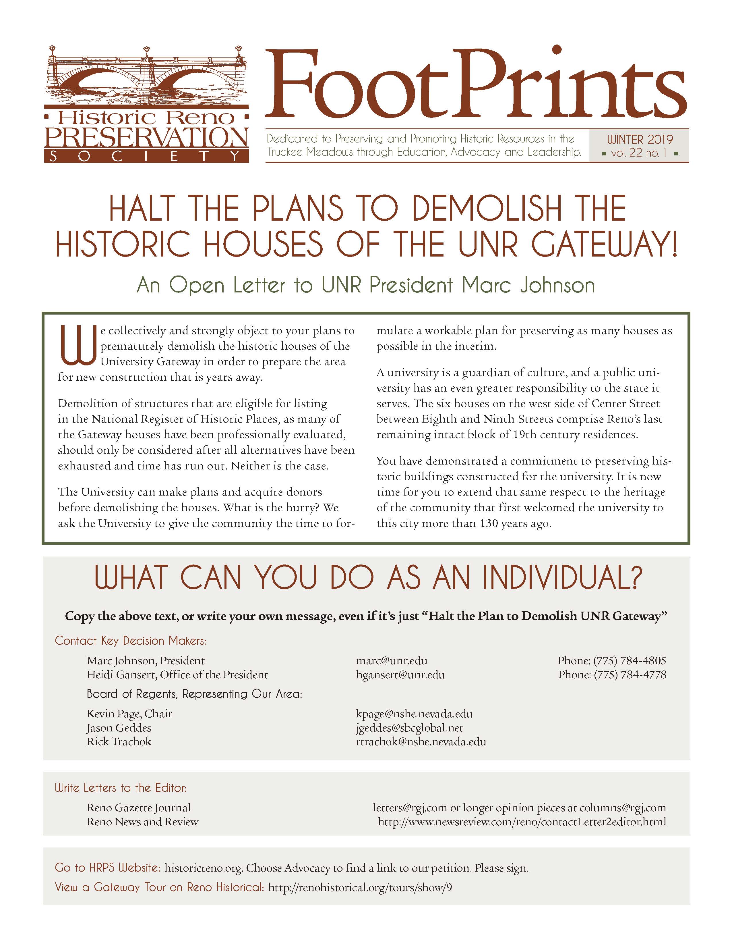 FootPrints Volume 22, Number 1, Winter 2019