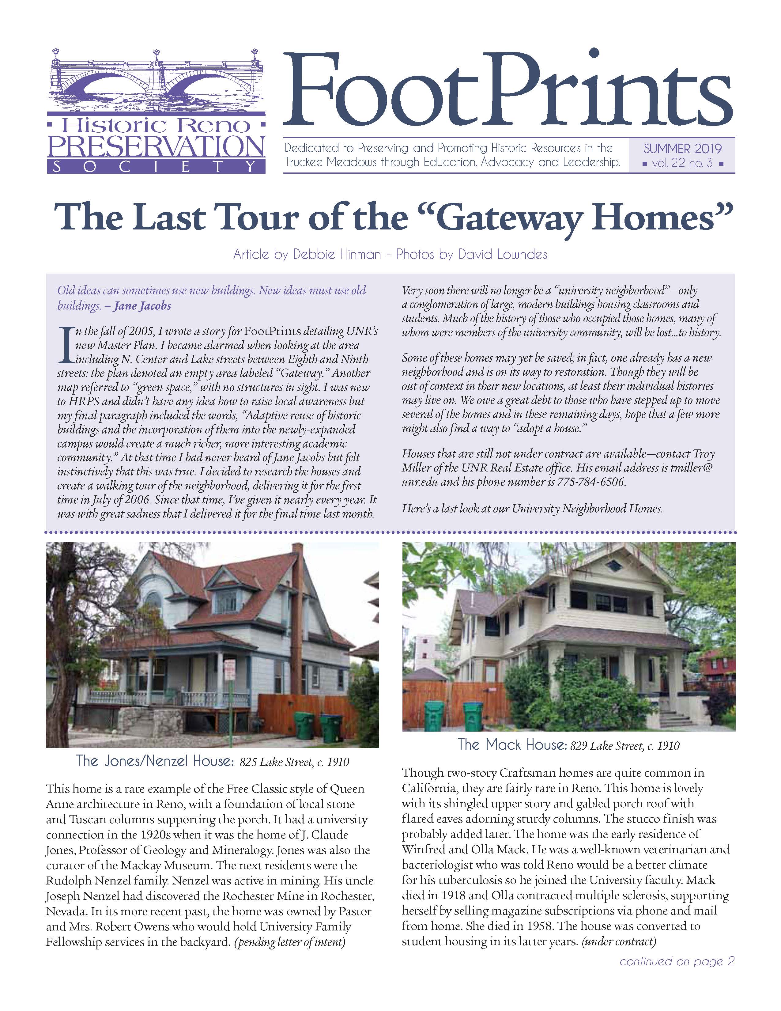 FootPrints Volume 22, Number 3, Summer 2019