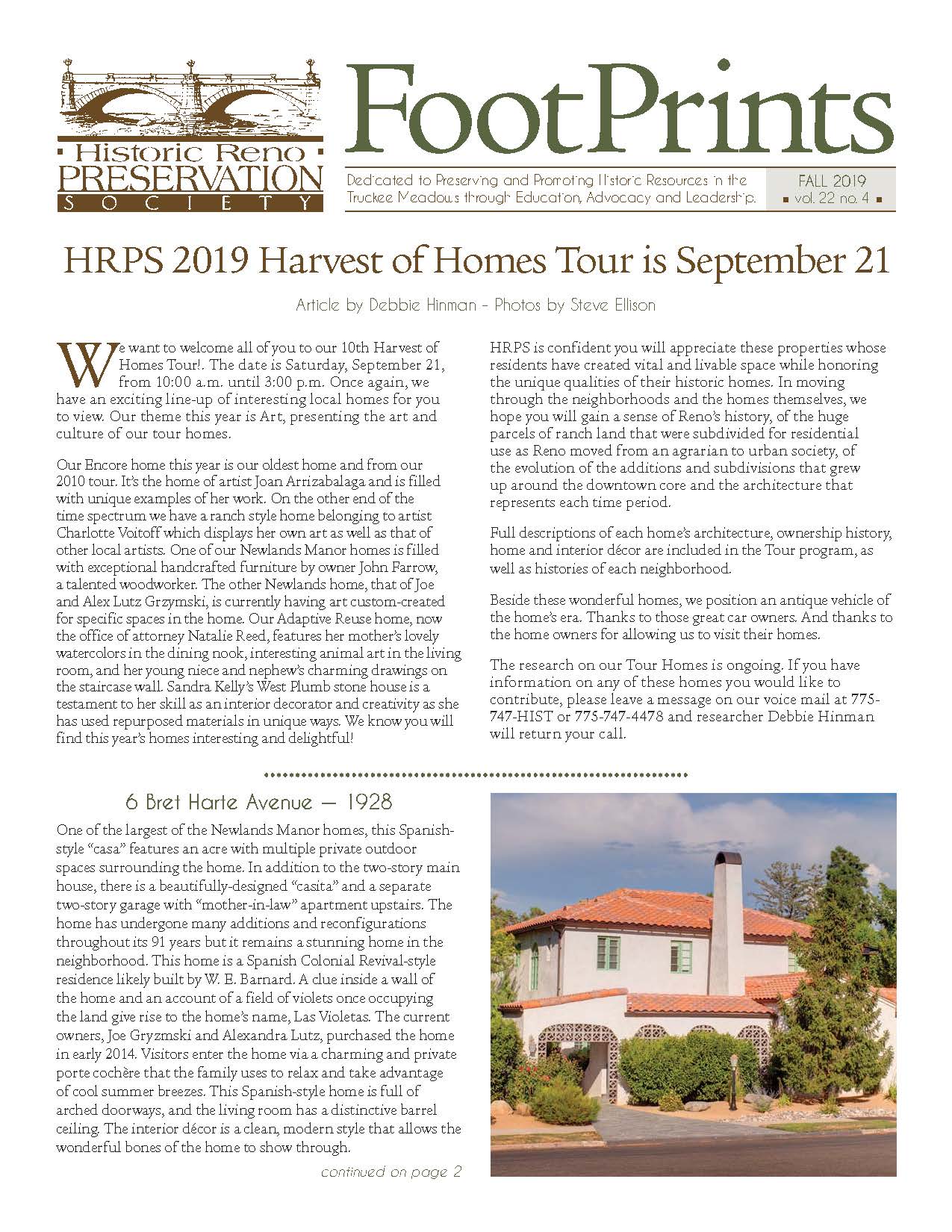 FootPrints Volume 22, Number 4, Fall 2019