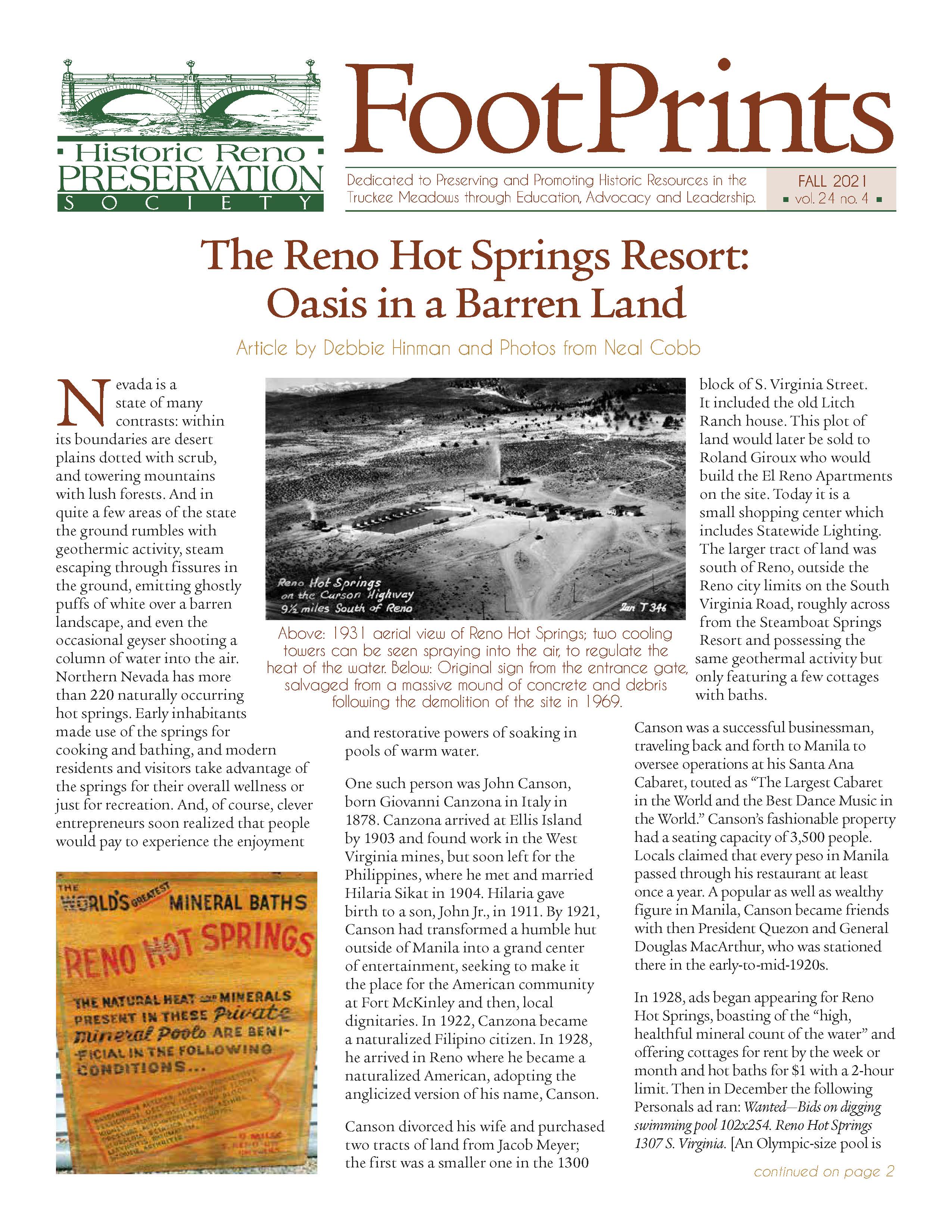 FootPrints Volume 24, Number 4, Fall 2021