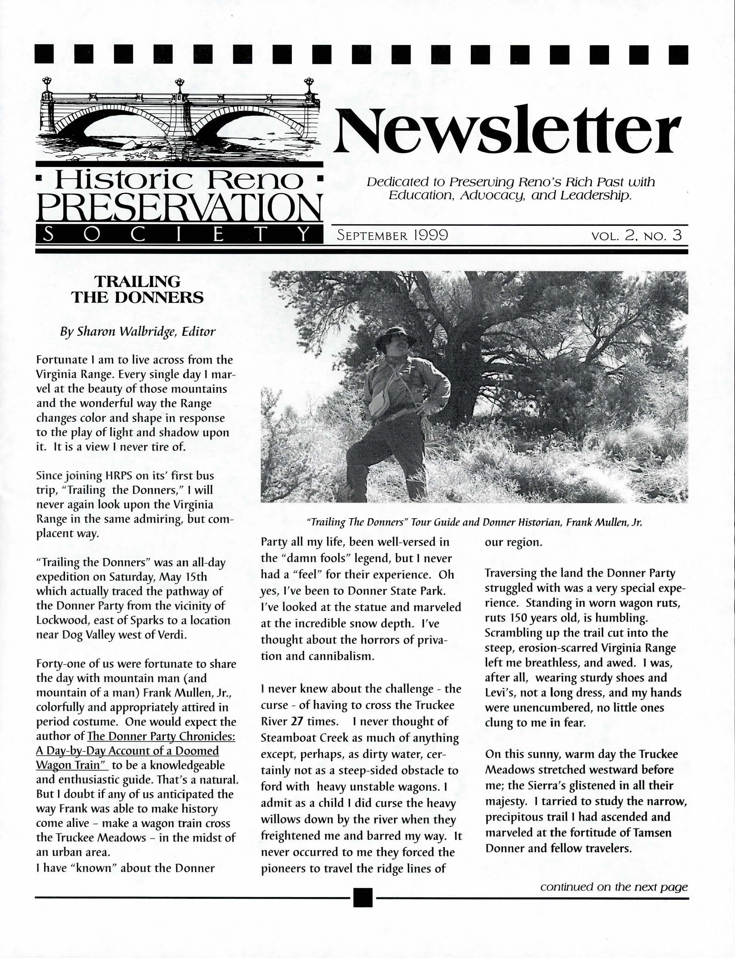 Newsletter Volume 2, Number 3, September 1999