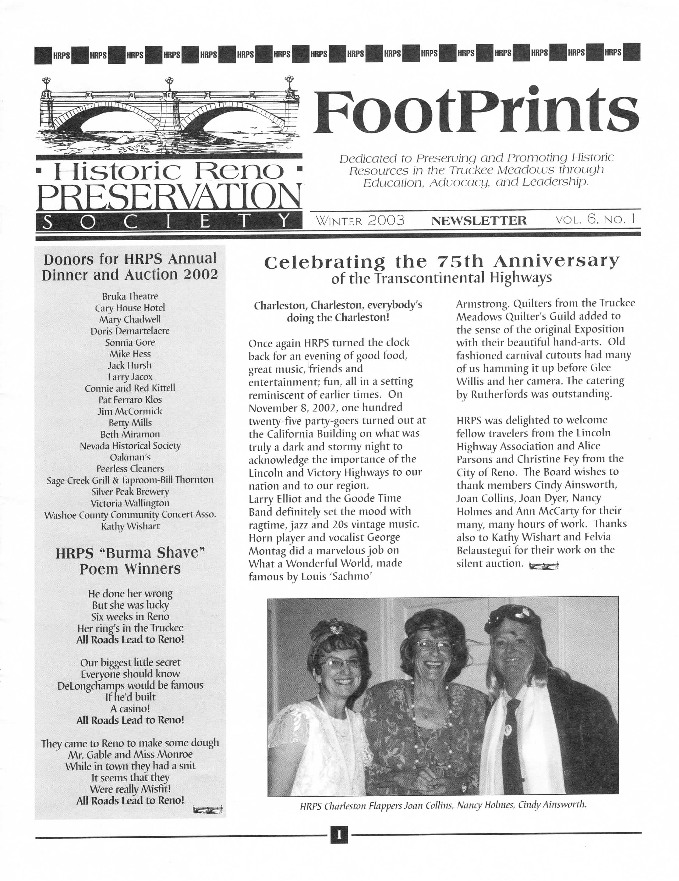 FootPrints Volume 6, Number 1, Winter 2003