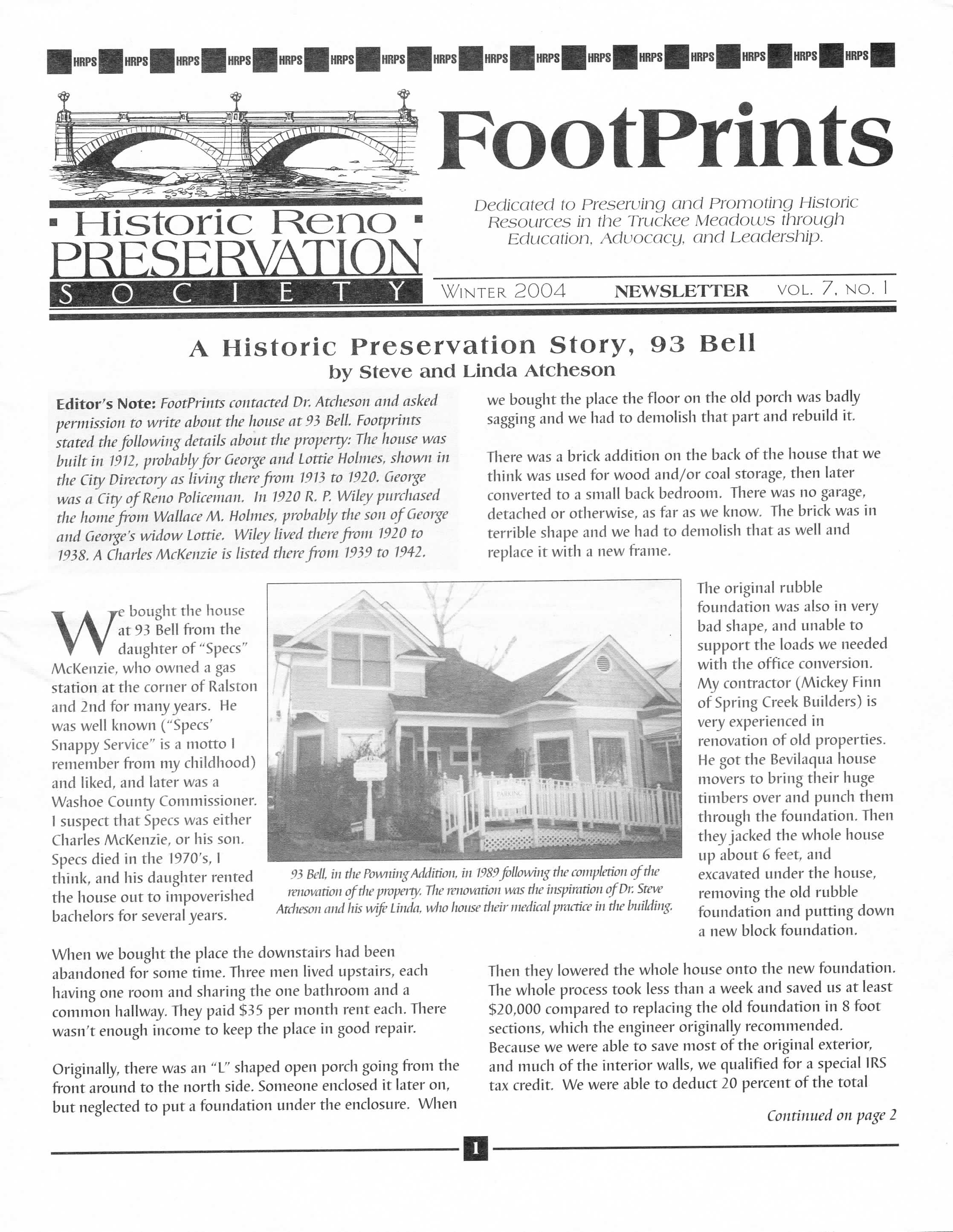 FootPrints Volume 7, Number 1, Winter 2004