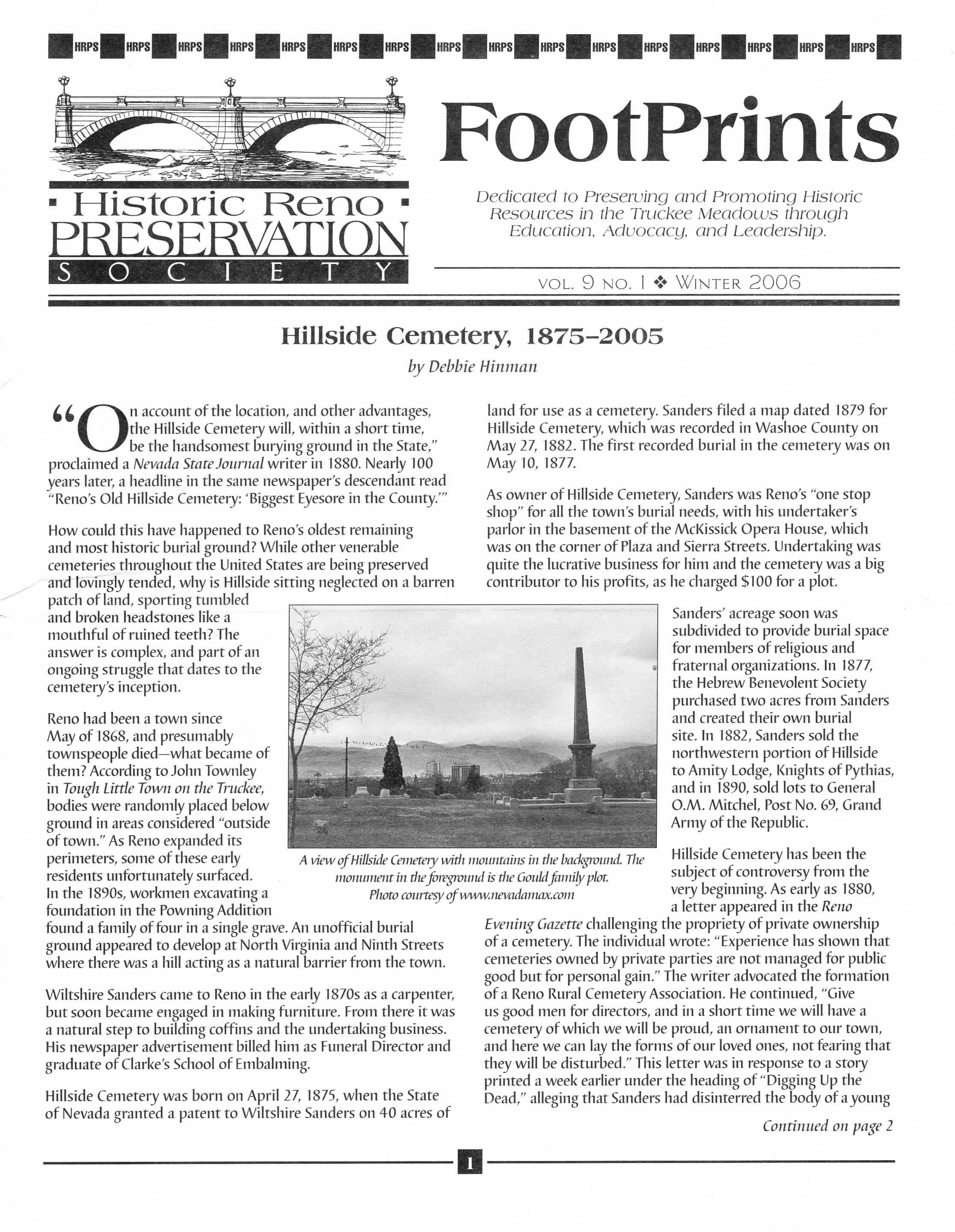 FootPrints Volume 9, Number 1, Winter 2006