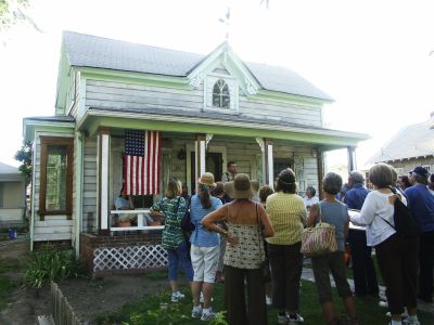 A Carpenter Gothic House Undergoing Restoration